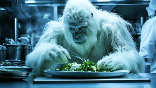 Surreal Albino Gorilla Chef