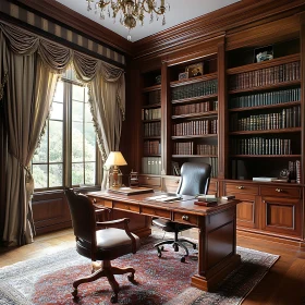 Classic Study Room with Bookshelves