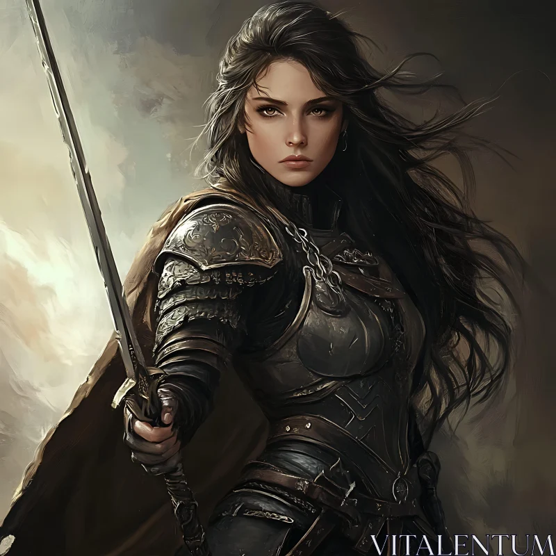 AI ART Armored Woman Warrior Portrait