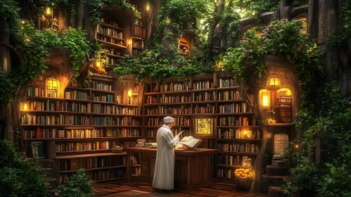 Secluded Library in Nature's Embrace