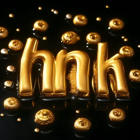 Shiny Gold Typography with Abstract Droplets