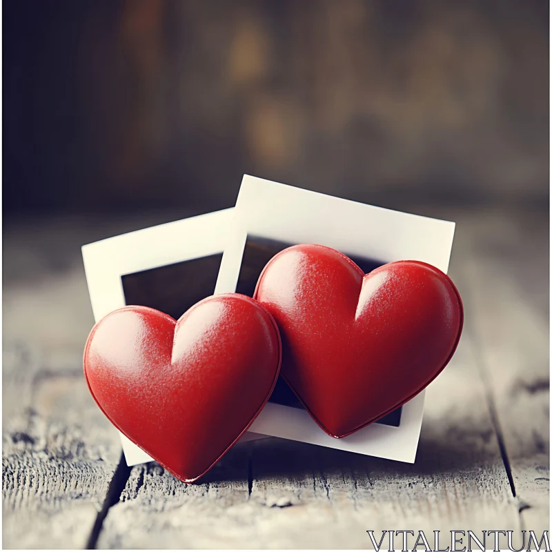 Romantic Hearts on Polaroid Photo AI Image