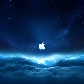 Apple Logo Amidst Celestial Blue Sky