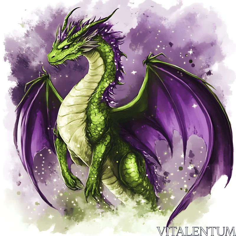 AI ART Fantasy Dragon Art with Starry Background