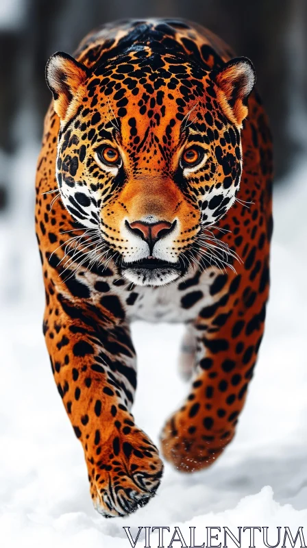 Jaguar in Snow AI Image