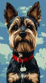 Small Dog with Red Collar Portrait