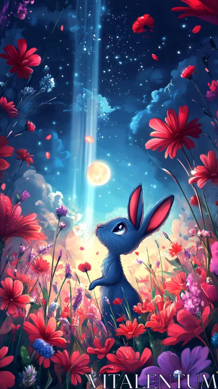 AI ART Fantasy Bunny in Enchanted Garden