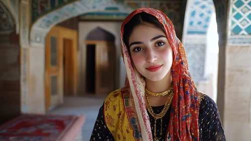 Portrait of a Woman in Ethnic Clothing