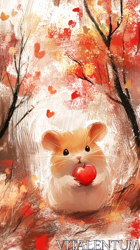 Cute Hamster with Heart AI Image