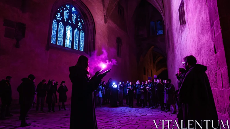 AI ART Mystical Purple Lit Ceremony