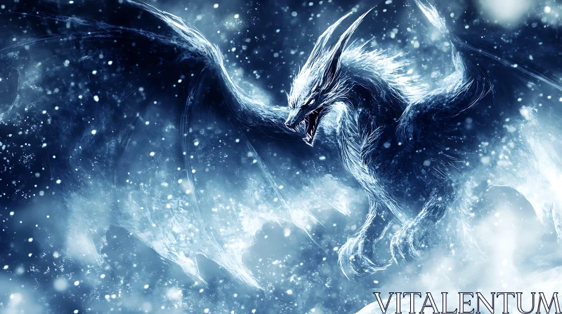 AI ART Frozen Fury: An Ice Dragon's Ascent