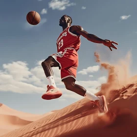 Athlete Jumping on Sand