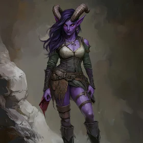 Horned Warrior Woman Illustration