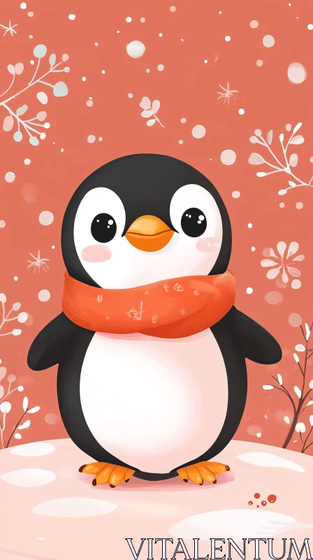 AI ART Cute Penguin with Scarf Art