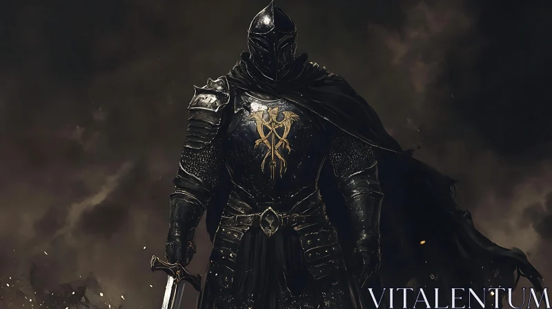 AI ART Medieval Knight in Dark Armor