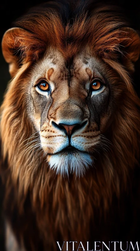 Lion Portrait with Intense Eyes AI Image