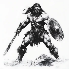 Monochrome Warrior Illustration