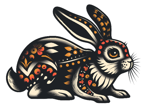 Decorative Rabbit Illustration for Apparel POD Design