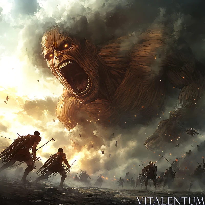 AI ART Colossal Titan Assault on the Battlefield