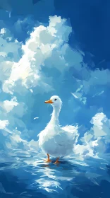 Tranquil Duck in Artistic Cloudscape