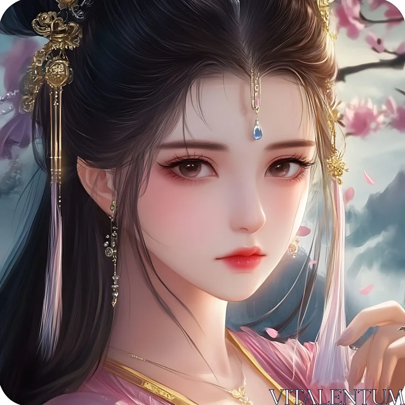 Asian Beauty in Spring AI Image