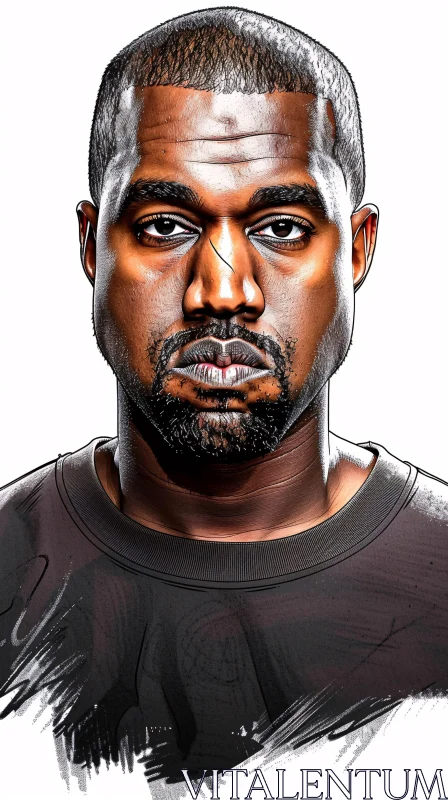 Kanye West Art Illustrative Portrait AI Image