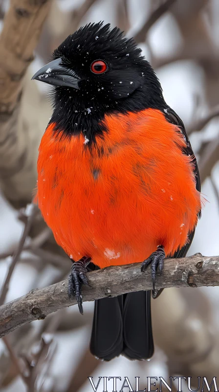 Bird in Snowy Setting AI Image