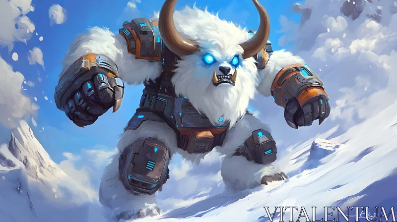 AI ART Robotic Yeti in Winter Landscape