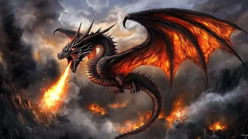 Fantasy Dragon Artwork with Fiery Breath