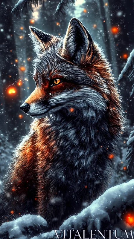 Wild Fox Embracing Winter AI Image