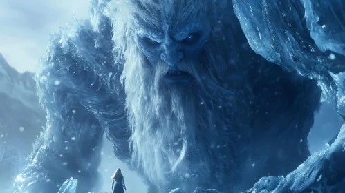 Icy Encounter: The Frozen Giant's Stare