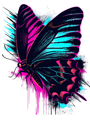 Grungy Urban Butterfly Digital Painting POD Design