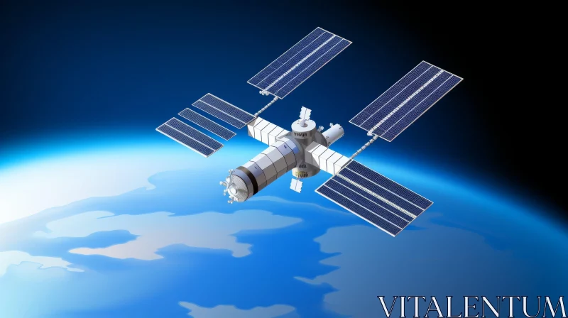 Orthogonal Realistic Space Station Floating Above Earth | Creative Commons Attribution AI Image
