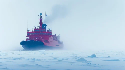 Red Ship in the Arctic: Capturing the Serene Beauty of Nature