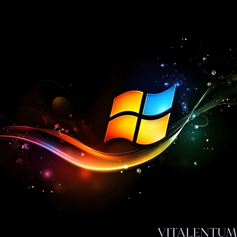 Colorful Windows Logo on Dark Background AI Image