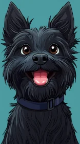 Joyful Dog Art with Blue Background