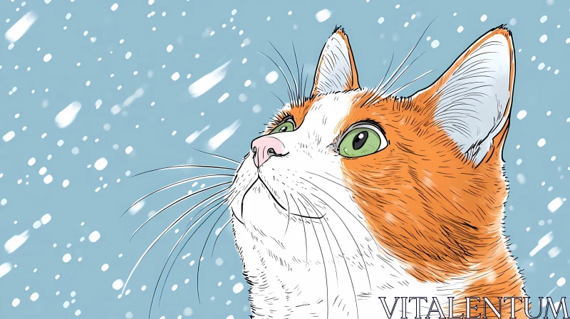 Winter Cat Illustration AI Image