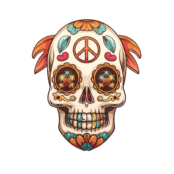 POD Design Peaceful Skull Art for Apparel