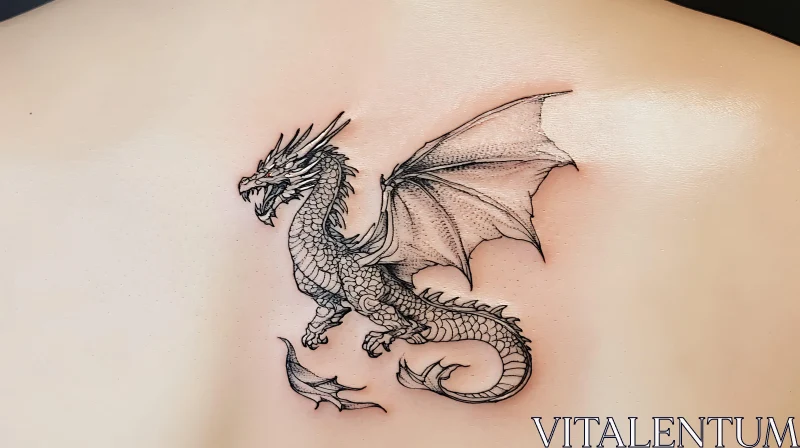 Detailed Dragon Tattoo on Skin AI Image