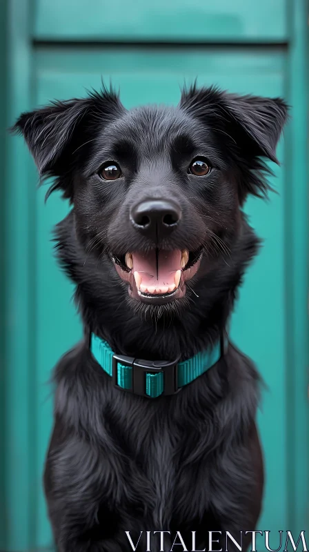 Happy Black Dog with Collar AI Image