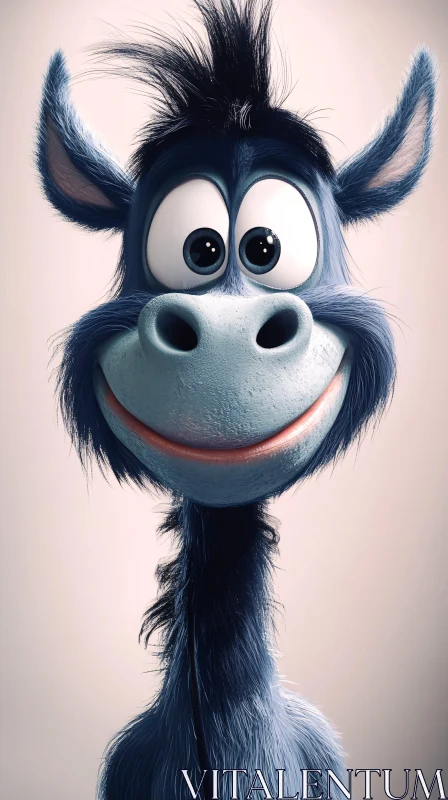 Animated Donkey with Big Eyes AI Image