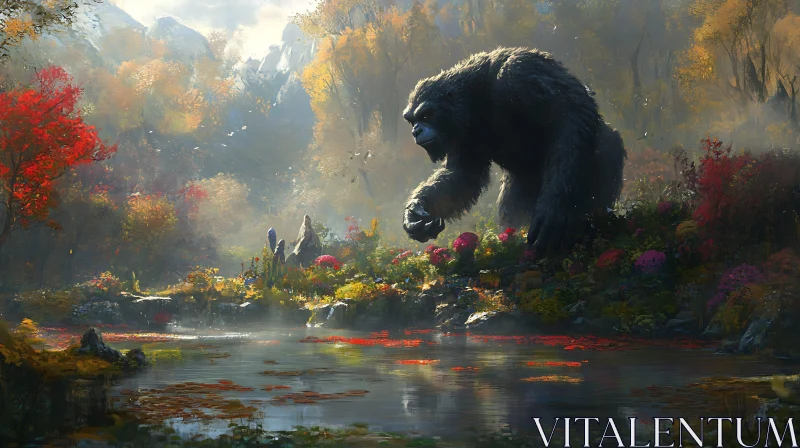 AI ART Ape in the Fall Scenery