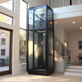 Luxury Home Interior Featuring a Glass Lift