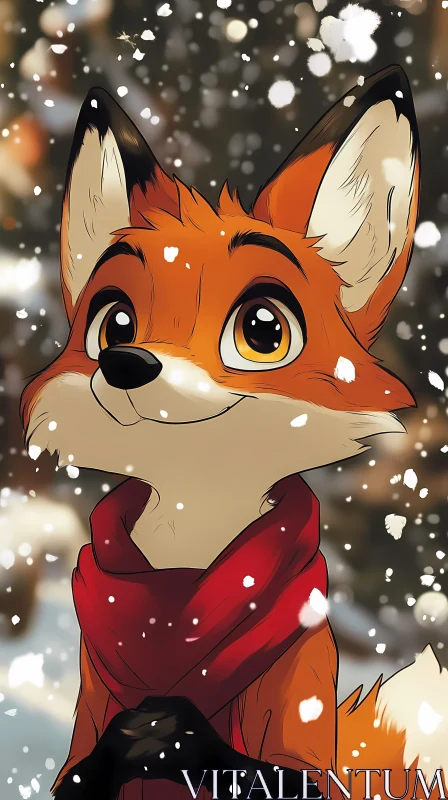 Fox Amidst Snowfall AI Image