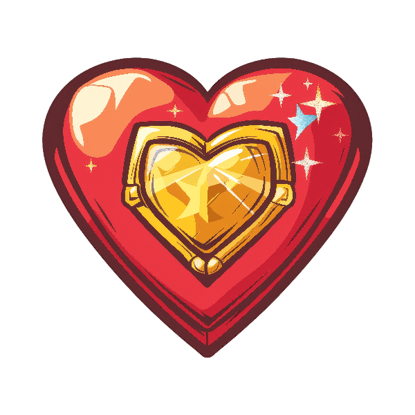 Sparkling Heart Emblem on Transparent Background POD Design