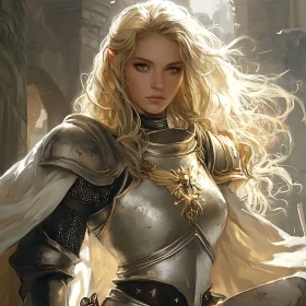 Fantasy Warrior Woman in Shining Armor