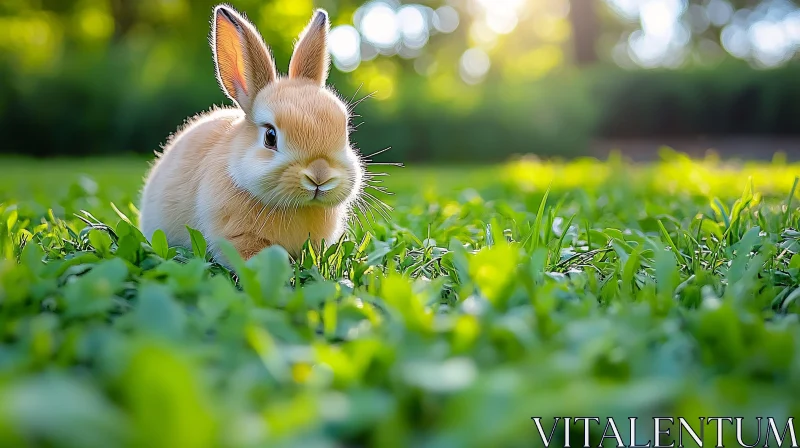 AI ART Cute Rabbit on Green Grass