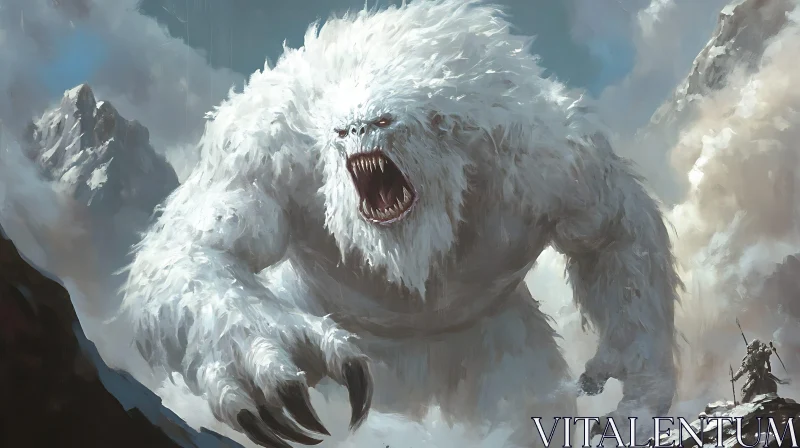 AI ART Fearsome Yeti in a Mountainous Landscape