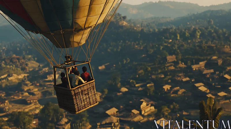 Ballooning Above Verdant Landscapes AI Image