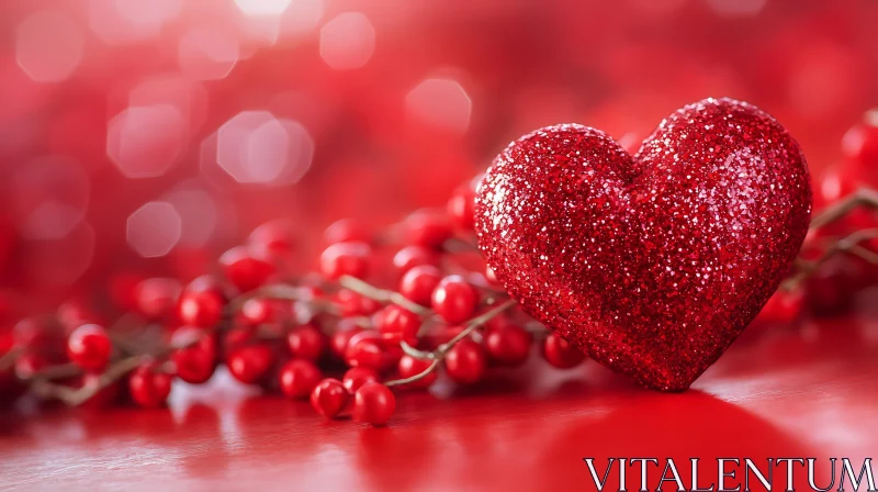 Red Heart and Berries Composition AI Image